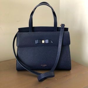 ted baker leather aarilli bow purse navy